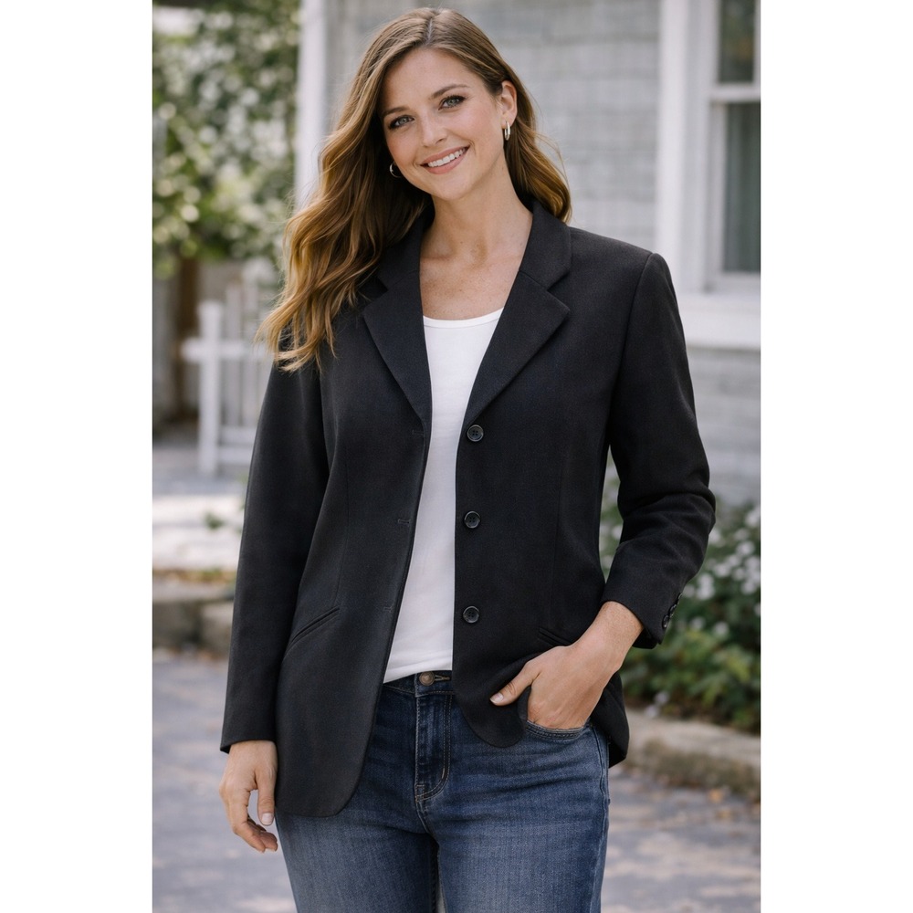 Kasper & Co Women's Black 100% Wool Blazer Jacket Size‎ 16 Classic Career